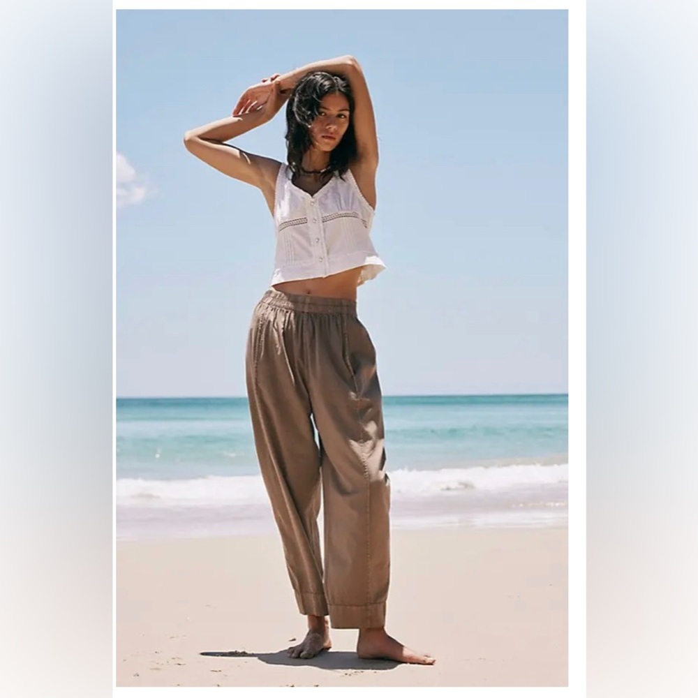 Free People Preppy Poplin Pants Bison Brown